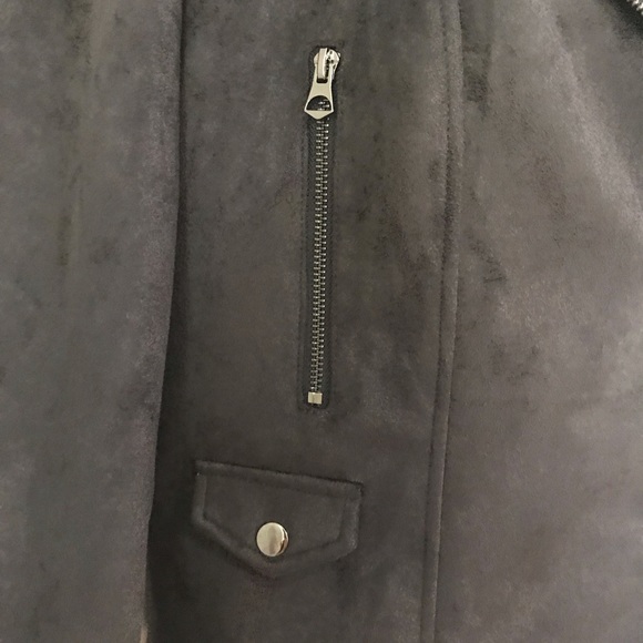 FRENCH CONNECTION | Faux Suede Grey Moto Jacket - Picture 2 of 8